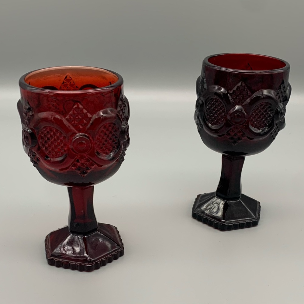 Vintage Ruby Red Glass 1876 Avon Ruby Red Cape Cod Small Wine Goblet